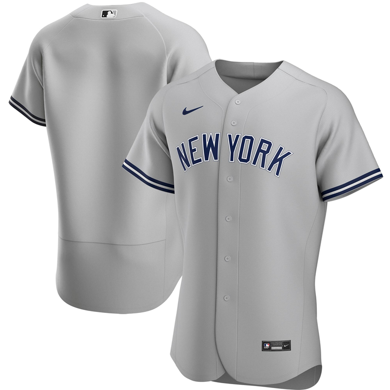 2020 MLB Men New York Yankees Nike Gray Road 2020 Authentic Team Jersey 1